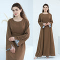 Islamic Fashion Muslim Women's Clothing Closed Abaya Women Muslim Dress with Side Tie Belt 2025 New Solid Color Modest Abaya MegaBDM