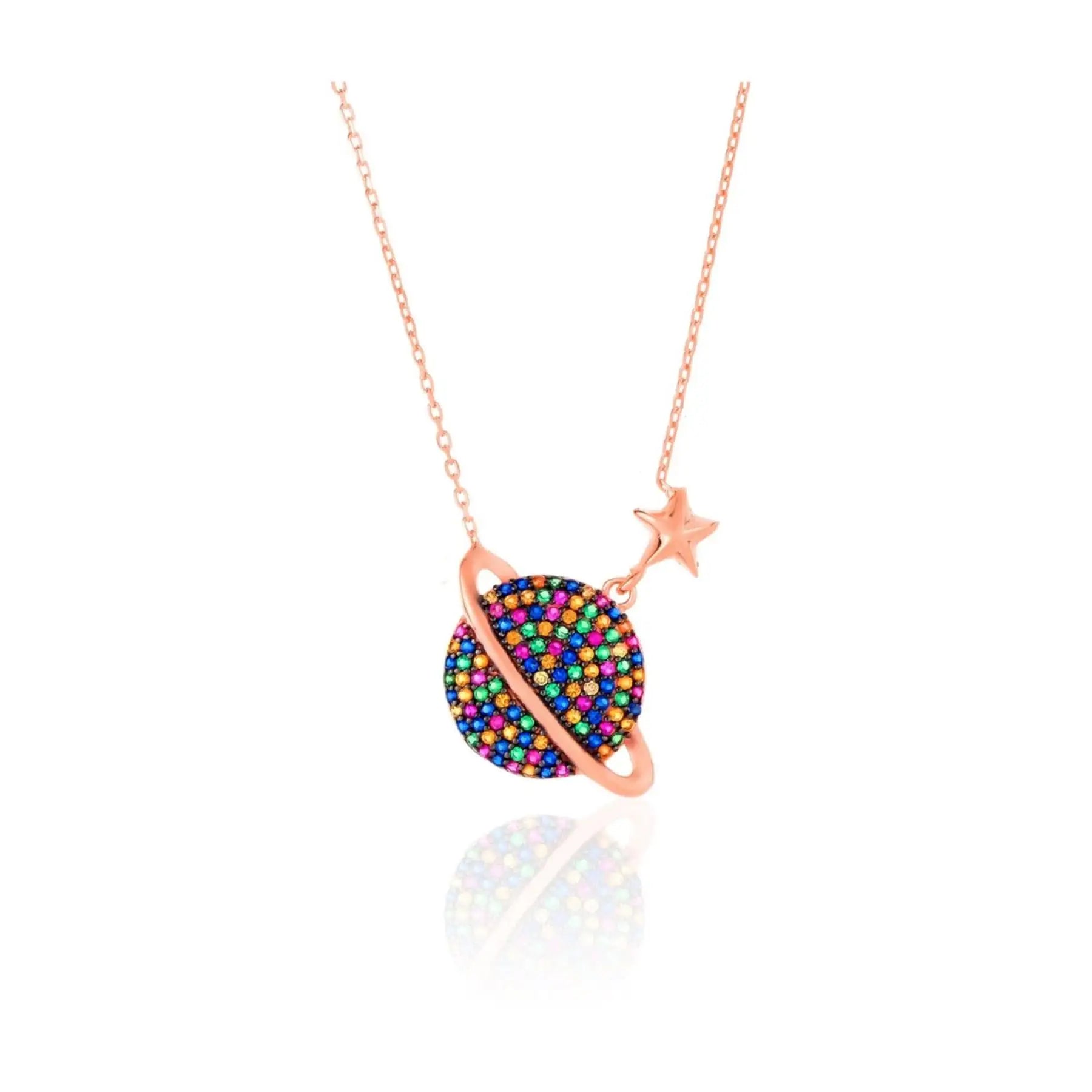 Azuris 925 Sterling Silver Mix Planet Fine Pendant Necklace TR