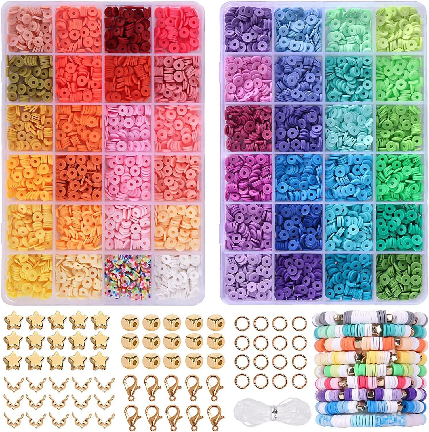 Hot Selling 4800pcs 6mm Flat 48 Colors DIY Crystal Bead Set for Bracelet Necklace Jewelry Lampwork & Glass Beads