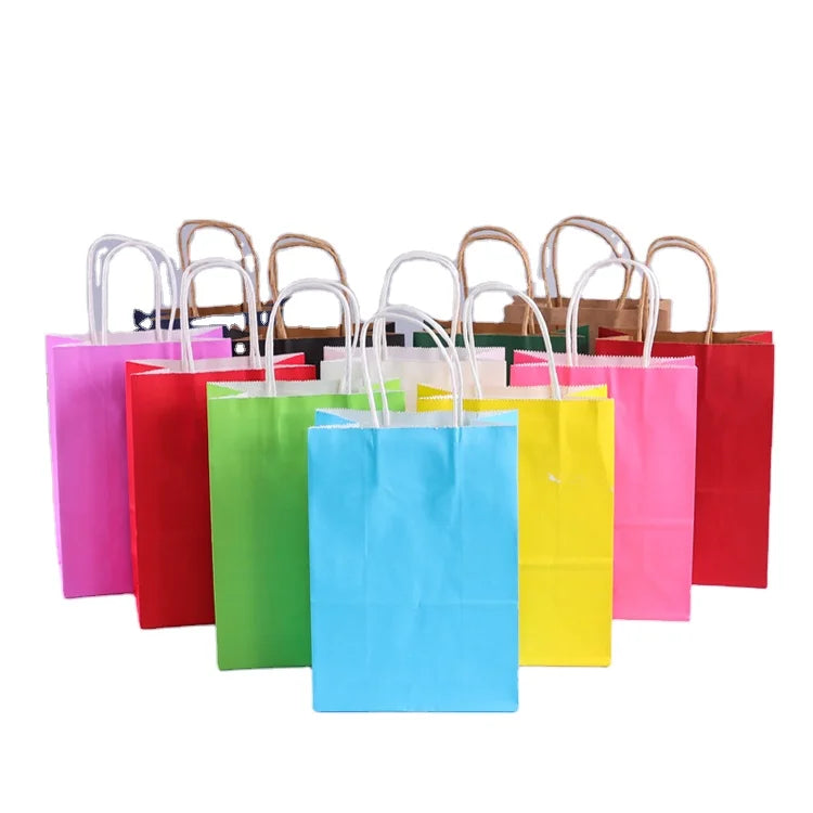 Wholesale Kraft Paper Bags with Color Spots Take-Away Catering Shopping Mall Clothing Packaging Milk Tea Food Coffee Packaging