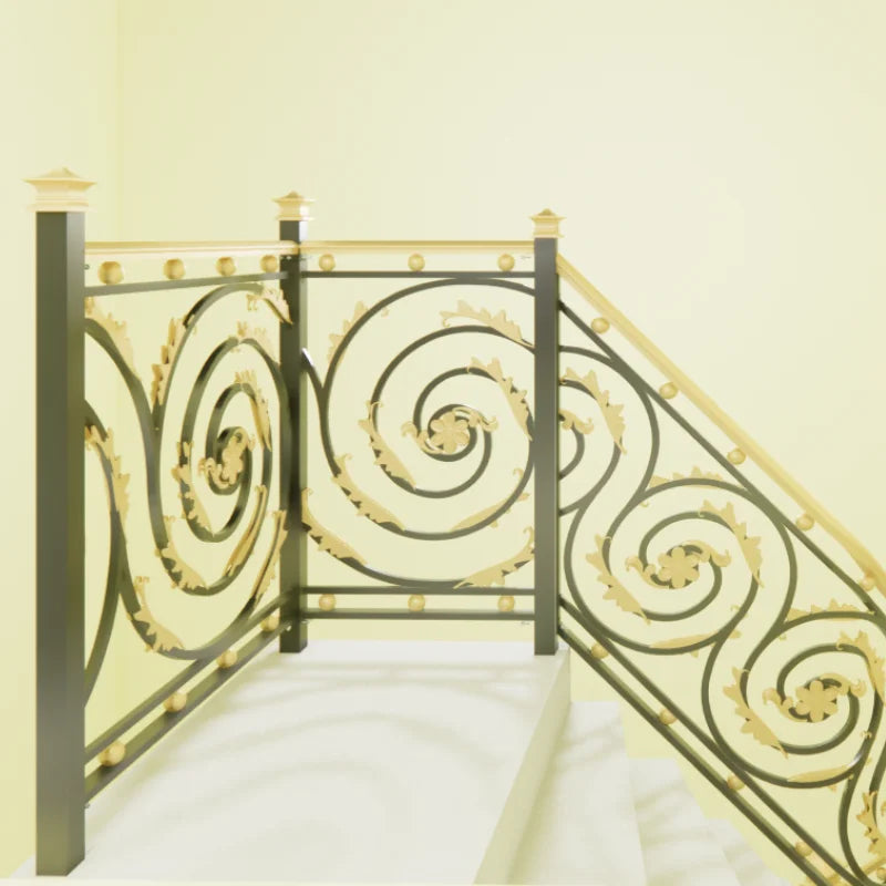 Premium Modern Wrought Iron Stair Railings for Villa Merging Security Artistic Elegance & Lasting Visual Appeal