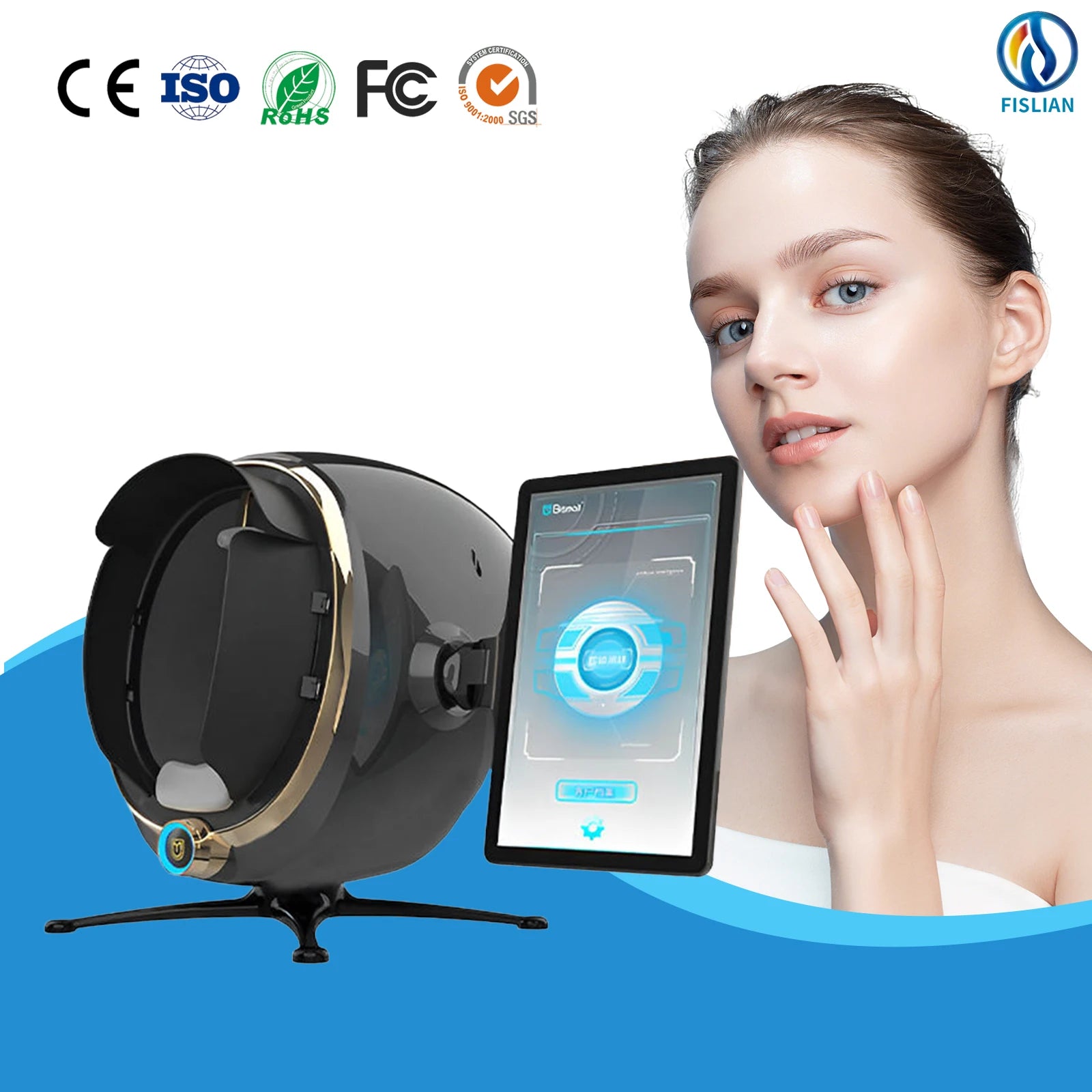 Professional 365nm Wood Lamp 3D Skin Analyzer-AI-Powered Multi-Spectral with Pigmentation Detection for Face Home Commercial Use