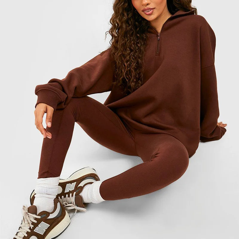Women's Casual Two-Piece Training & Jogging Tracksuit Set Latest Design with Printed Logo for Fall & Winter Season