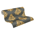 Made Germany Luxury Modern Damask Gold Black Non Woven Vinyl Abrasion-Resistant Heat Insulation Contract Wallpaper for Kitchen