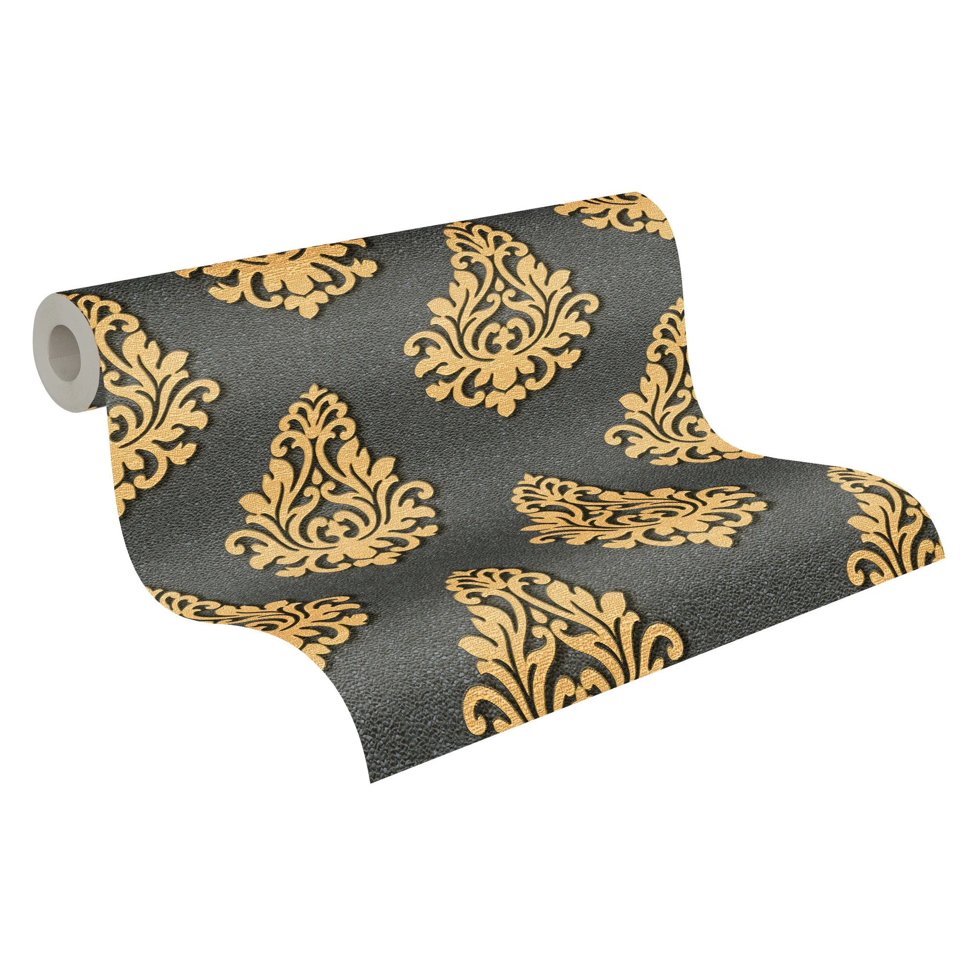 Made Germany Luxury Modern Damask Gold Black Non Woven Vinyl Abrasion-Resistant Heat Insulation Contract Wallpaper for Kitchen