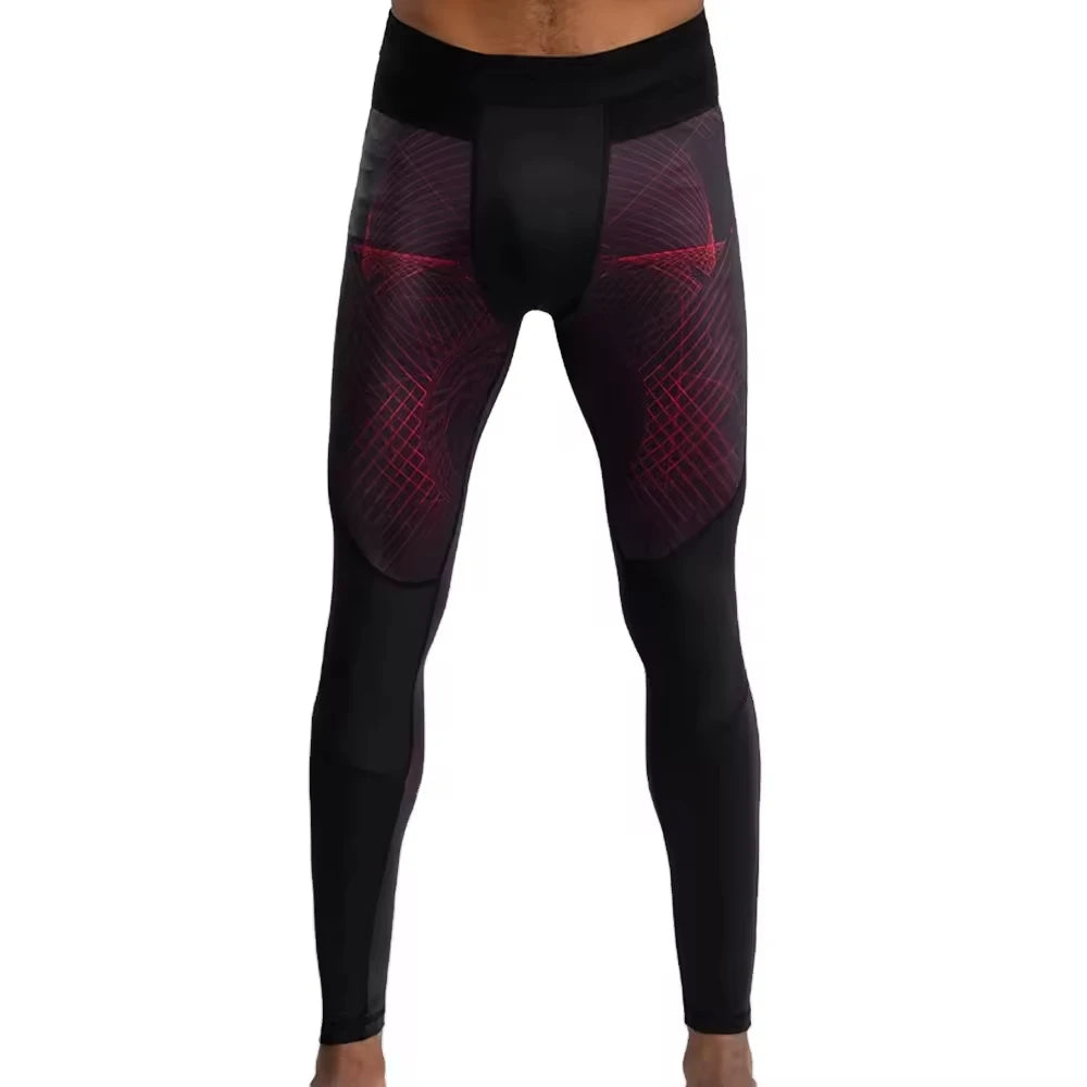 Men's Compression Lightweight Breathable Cotton Sports Leggings Elastic Waist High-Waist Quick Dry Anti-static Gym Fitness Pants
