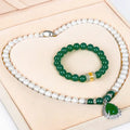 Certified ZZXL-N0019-02 Classic Wedding Bride Jewelry Pearl Costume Necklace Bracelet Jewelry Sets