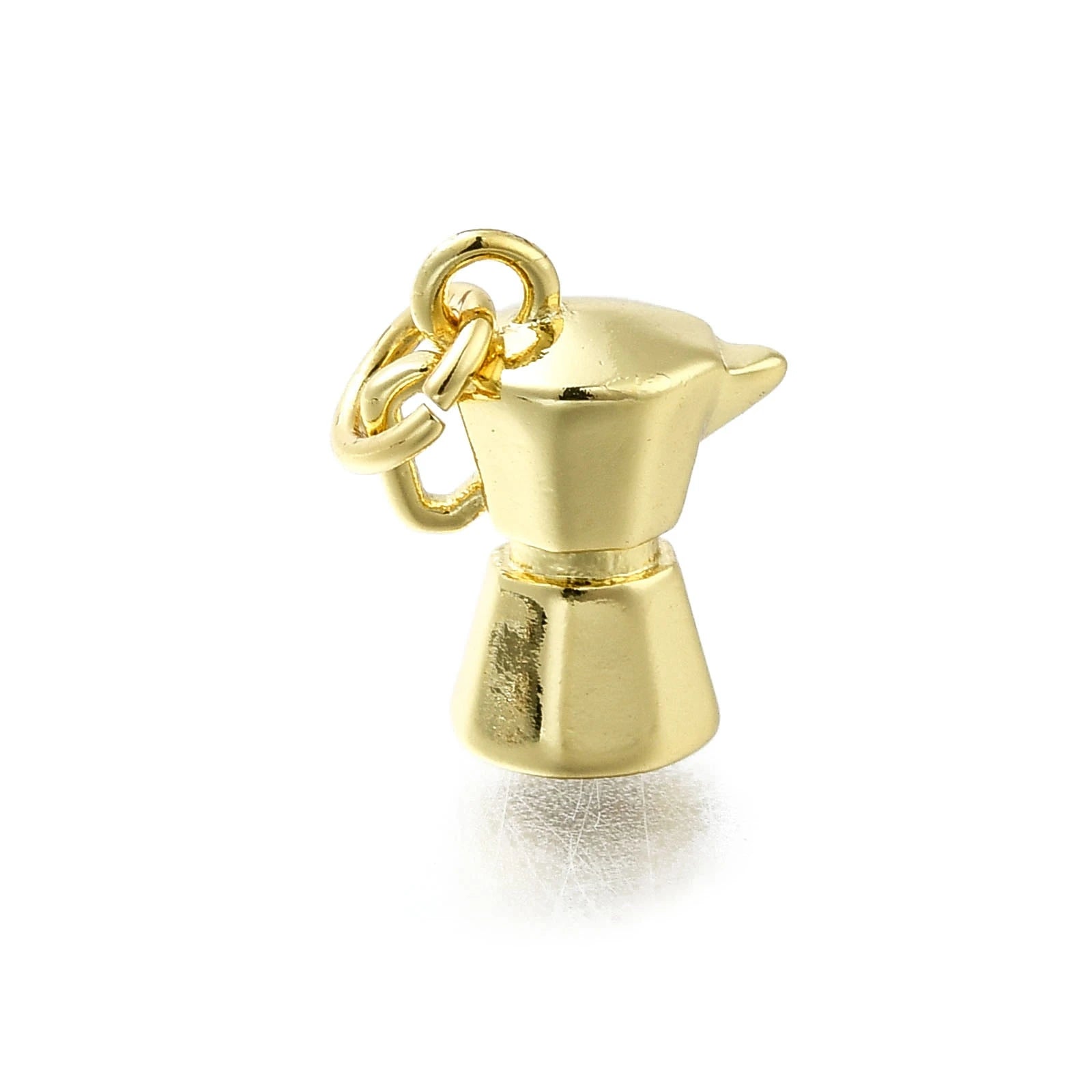 Pandahall 10 Pcs Real 18K Gold Plated Brass Pendants Coffee Maker Charms