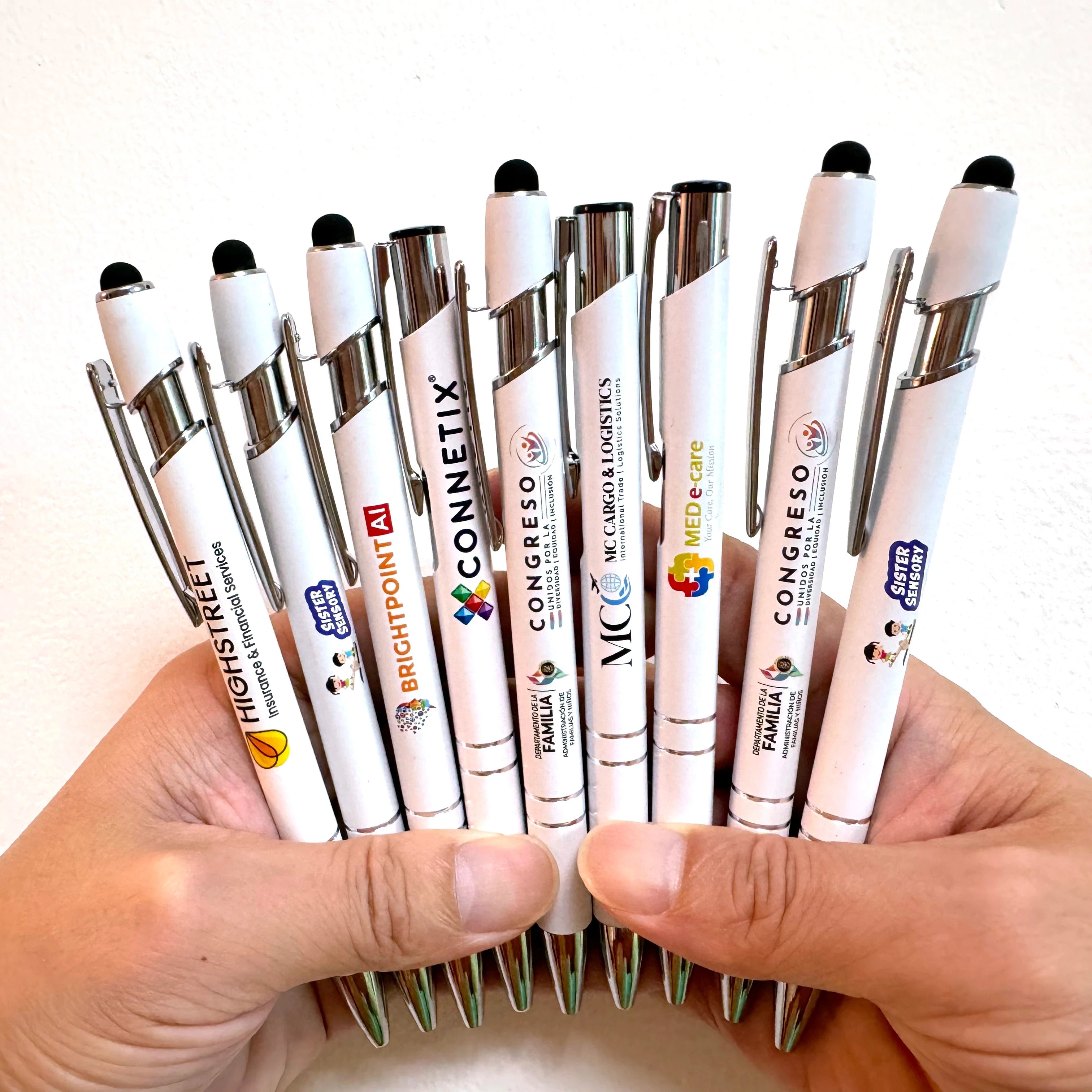 2025 Custom Logo Multifunction Touch Screen Ballpoint Pens Good Quality Rubber Coated Metal Plastic Mop Top Promotional Pens