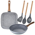 SAN IGNACIO 26cm and 28x28cm forged aluminum frying pan and grill set with 3 kitchen utensils