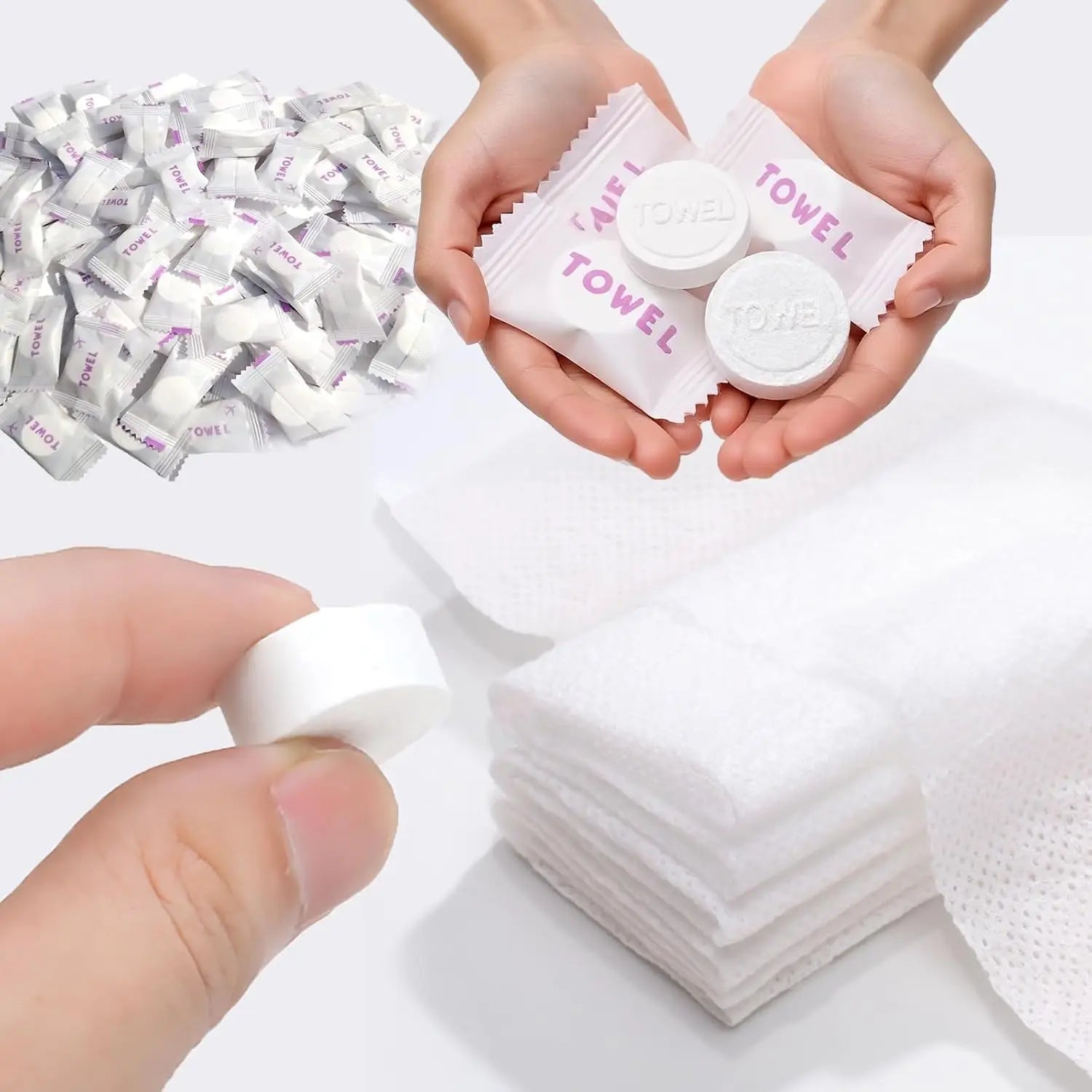 Disposable Cotton Towel Mini Hands Wipes Portable Compressed Coin Compact Tissue for Travel Gym Camping Hiking Outdoor Sports