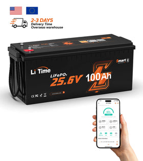 US Stock 24V 100Ah Wholesale Bluetooth LiFePO4 Battery 100A BMS Deep Cycle for RV Marine Solar UPS Trolling Motor Backup Power
