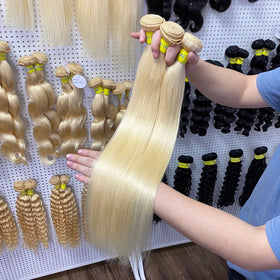 Wholesale 613 Remy Hair Extensions 100% Human Bone Straight Hair Bundles Super Double Drawn Ends 1B Color High Quality Brazilian