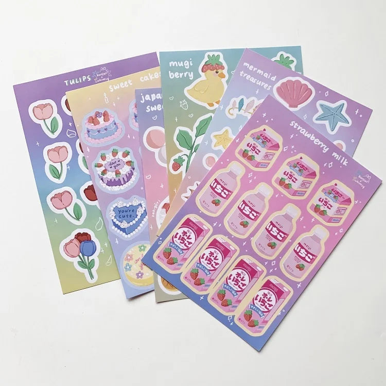 Custom Kawaii Printful Self- Adhesive Vinyl PVC A4 Matte Kiss Cut Sticker Sheets