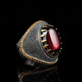 Wholesale 925 Sterling Ottoman Style Men's Ring Bi-Color Rhodium and Gold Model RCEGYT-215 Made in Turkey