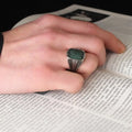 Turkish 925 Sterling Silver Men's Ottoman Style Ring with Natural Agate Stone Fine Jewelry Azuris VALKH1277