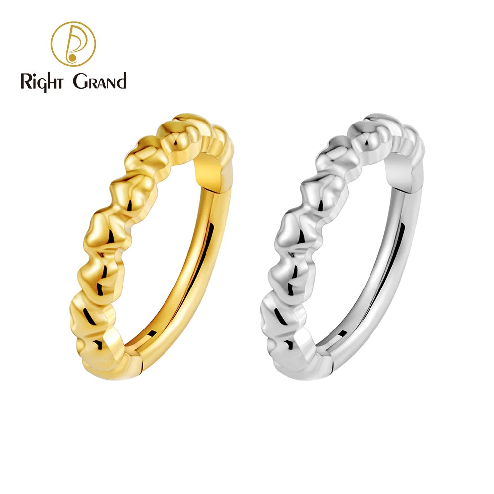 Titanium Heart Shaped Hinged Segment Clicker Ring 16G Cartilage Hoop Daith Nose Ring Septum Piercing Jewelry