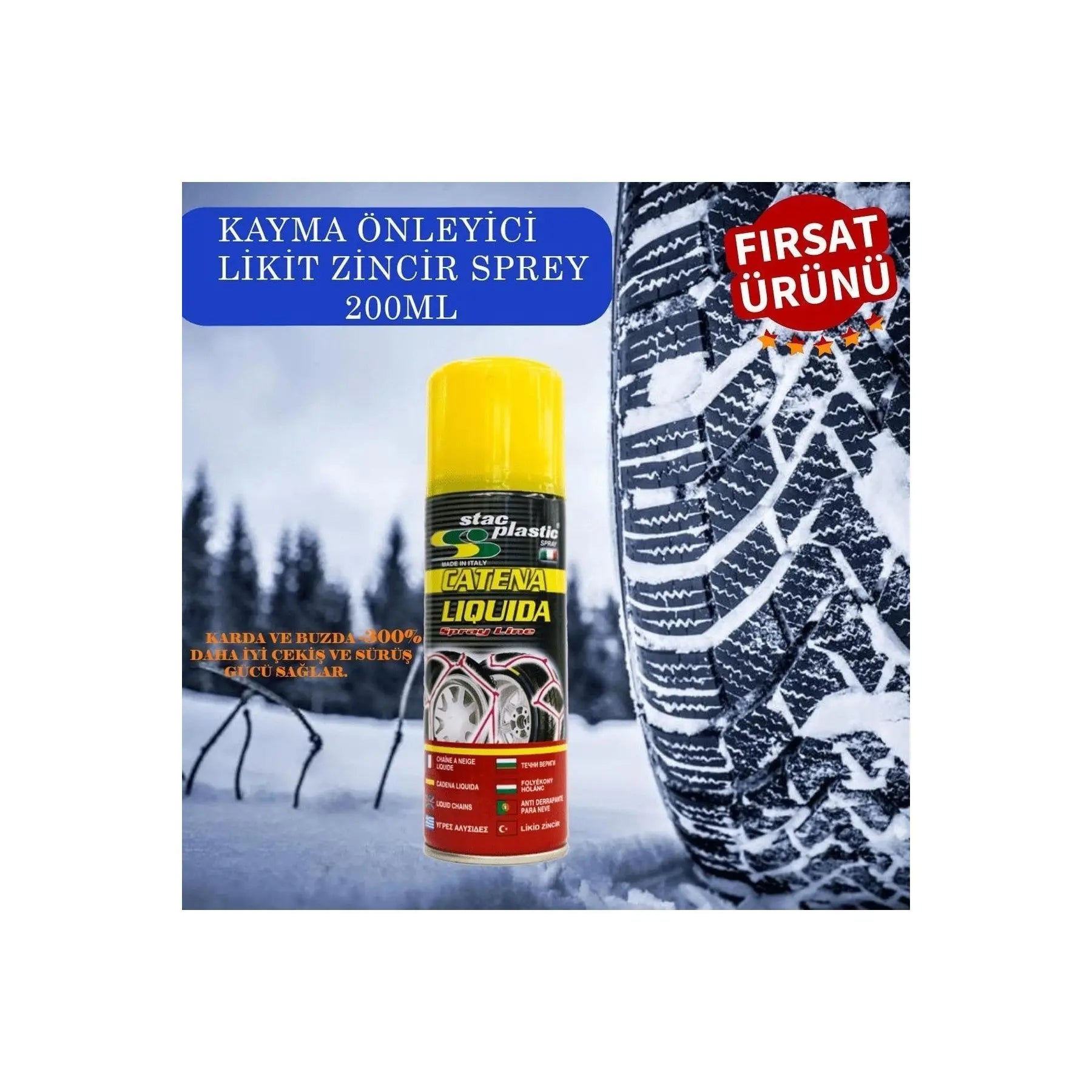 Stac Universal Plastic Anti-Skid Snow Tire Chain Alternative Spray 200 ml
