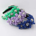 New Spring Sponge Fashion Diamond Embellished Flower Headbands for Women Girls Party Travel Personalized Hair Accessories