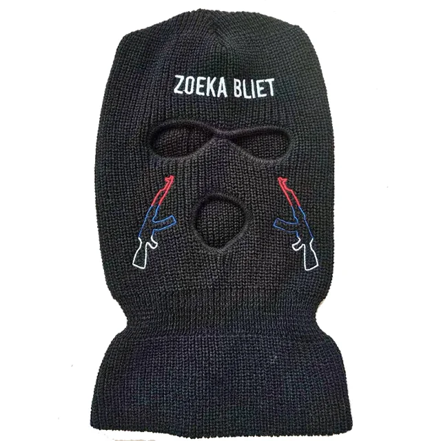 Wholesale Custom Logo Printed Full Face 3-Hole Ski Mask Winter Knitted Balaclava Acrylic Unisex Image Style