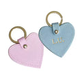 Custom heart shape cute PU leather keychain logo debossed gold stamping