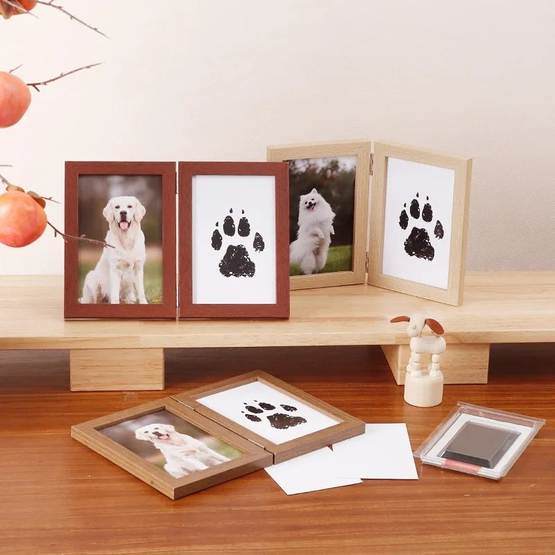 Pet Glass & Wood Memorial Photo Frame with Paw Print DIY for Dogs & Cats Pet Cremation Urns