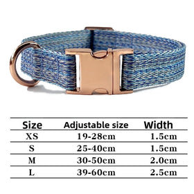 New Design Adjustable Metal Buckle Dog Collar Leash Quick-Release Striped Pattern Ribbons Cute Nylon Design Name Pet Collar