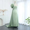 Jancember SZ368 Asymmetric Sage Green One Shoulder Evening Party Gowns Dresses