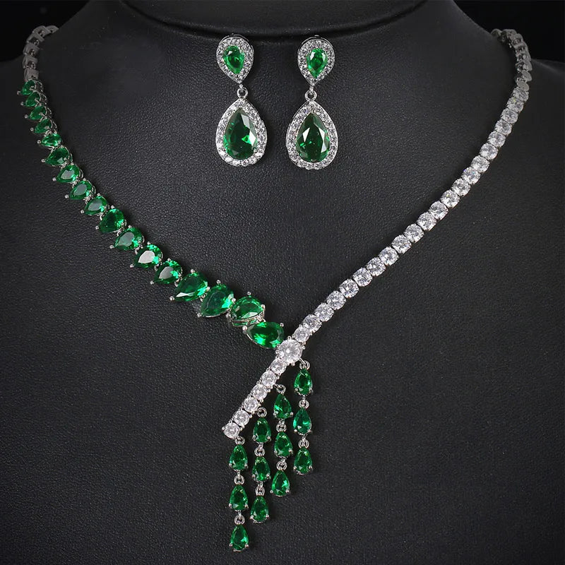 Wholesale Wedding Choker Necklace Earring Cubic Zirconia Indian Jewelry Set Bridal