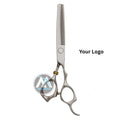 Ergonomic Hair Thinning Scissors Set Curved 440C Stainless Steel Blade Titanium with Steel Handle for Salon Use