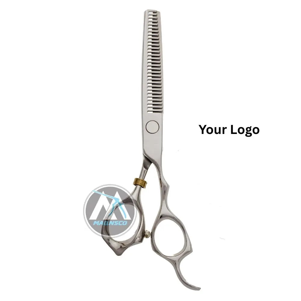 Ergonomic Hair Thinning Scissors Set Curved 440C Stainless Steel Blade Titanium with Steel Handle for Salon Use