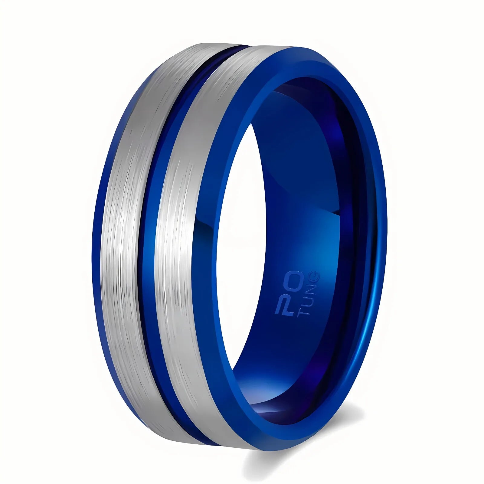 POYA Fashion Jewelry Wholesale Tungsten Rings for Men 8mm Width Top Quality Strip Beveled Edges Wedding Ring Jewelry