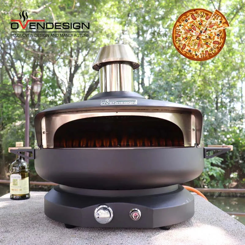 Ovendesign Modern 18-Inch Gas Pizza Oven Stainless Steel Construction Durable Build Powerful Burner Cub Cap Design for Outdoor
