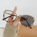 Logo Custom  Fashion Retro Metal Cat Eye Anti Blue Light Glasses Photochromic Eyeglasses for Women