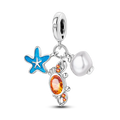 925 Sterling Silver Starfish Crab Pearl Pendant Zircon Jewelry with Number Pattern for Party Charm Pendants