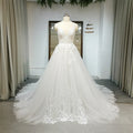 Jancember QW01297 Classic White Floral Print Spaghetti Strap V-neck Flowers Wedding Gown
