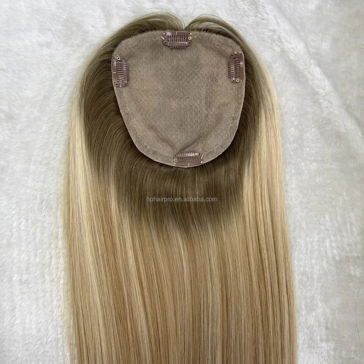 Customized High Density Ombre Balayage Blonde Hair Topper Cheap Price Machine Silk Base Women Hair Topper