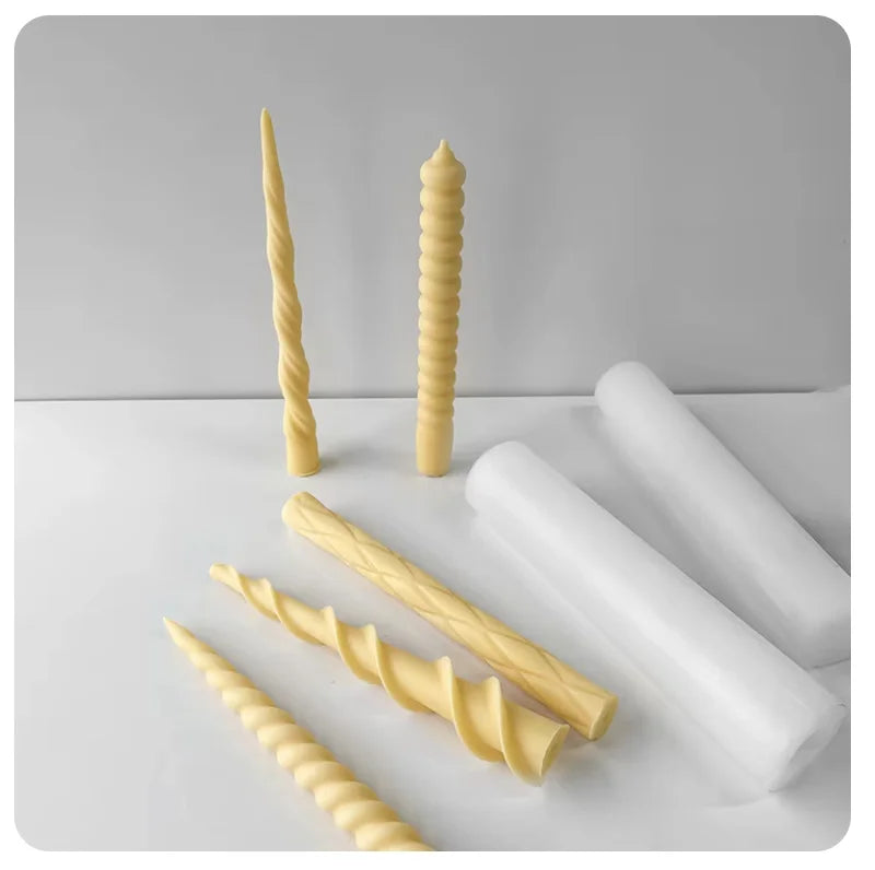 Long Handle Spiral Candle Mold DIY Creative Long Stem Rotating Scented Candle Silicone Mold Church Candle Making Supplies