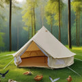 13ft 4-6 Person Water Resistant Good Breathability Canvas Glamping Wedding Party Bell Tent with Stove Jack and Carry Bag
