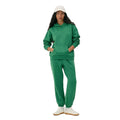 Green Women's Pullover Hoodie with Ribbed Joggers Two-Piece Tracksuit Set Custom Logo Streetwear Casual Outfit