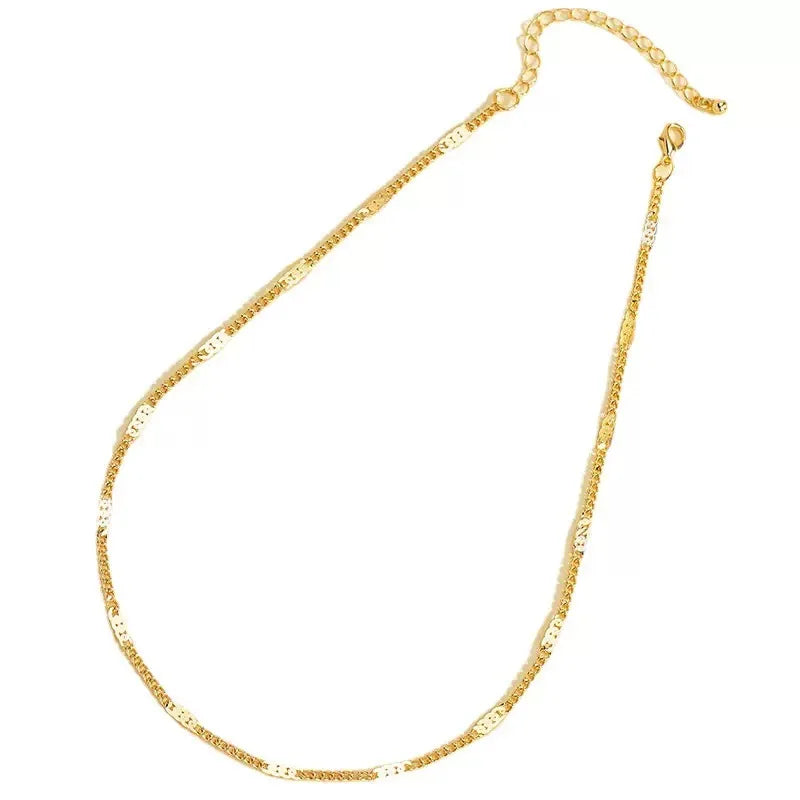 Wholesale Cambodian Style Customizable Copper Gold Plated Necklace Trendy Chunky Link Chain for Anniversary Strand Type Jewelry