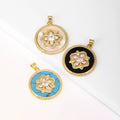 QIKU Wholesale Gold Plated Four Leaf Clover Zirconia Charms Vintage Jewelry Pendants for Necklace Making