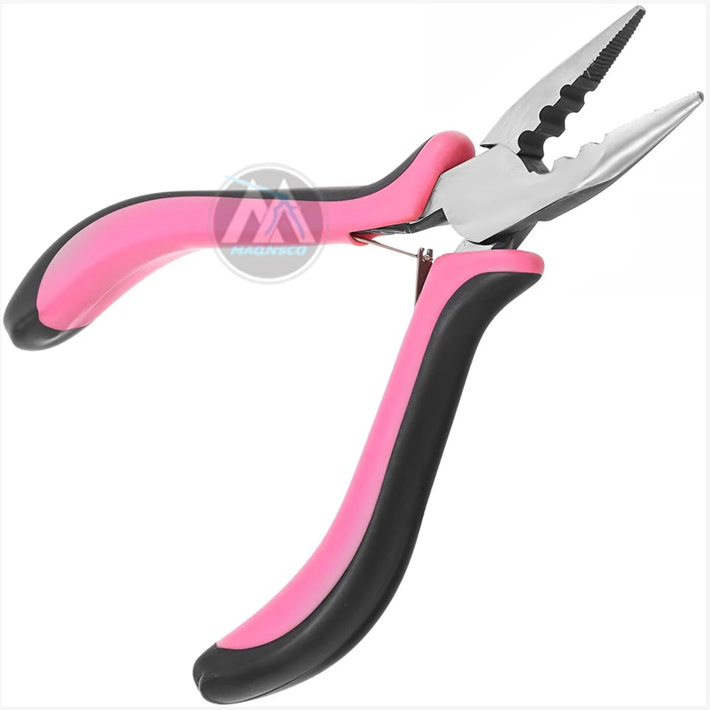 3 Holes Hair Extension Pliers Mini Plier for Micro Nano Ring Hair Extensions opener and Removal Tool Pink