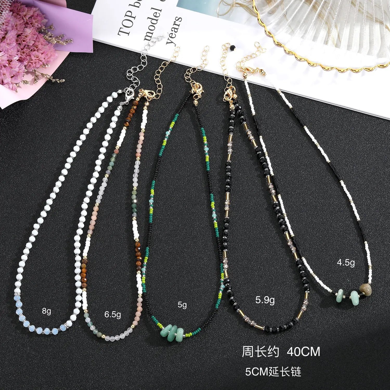 Beach Summer Handmade Multi Colored Jade Natural Stone Bead Freshwater Pearl Gemstone Bead Choker Necklace for Women Jewelry