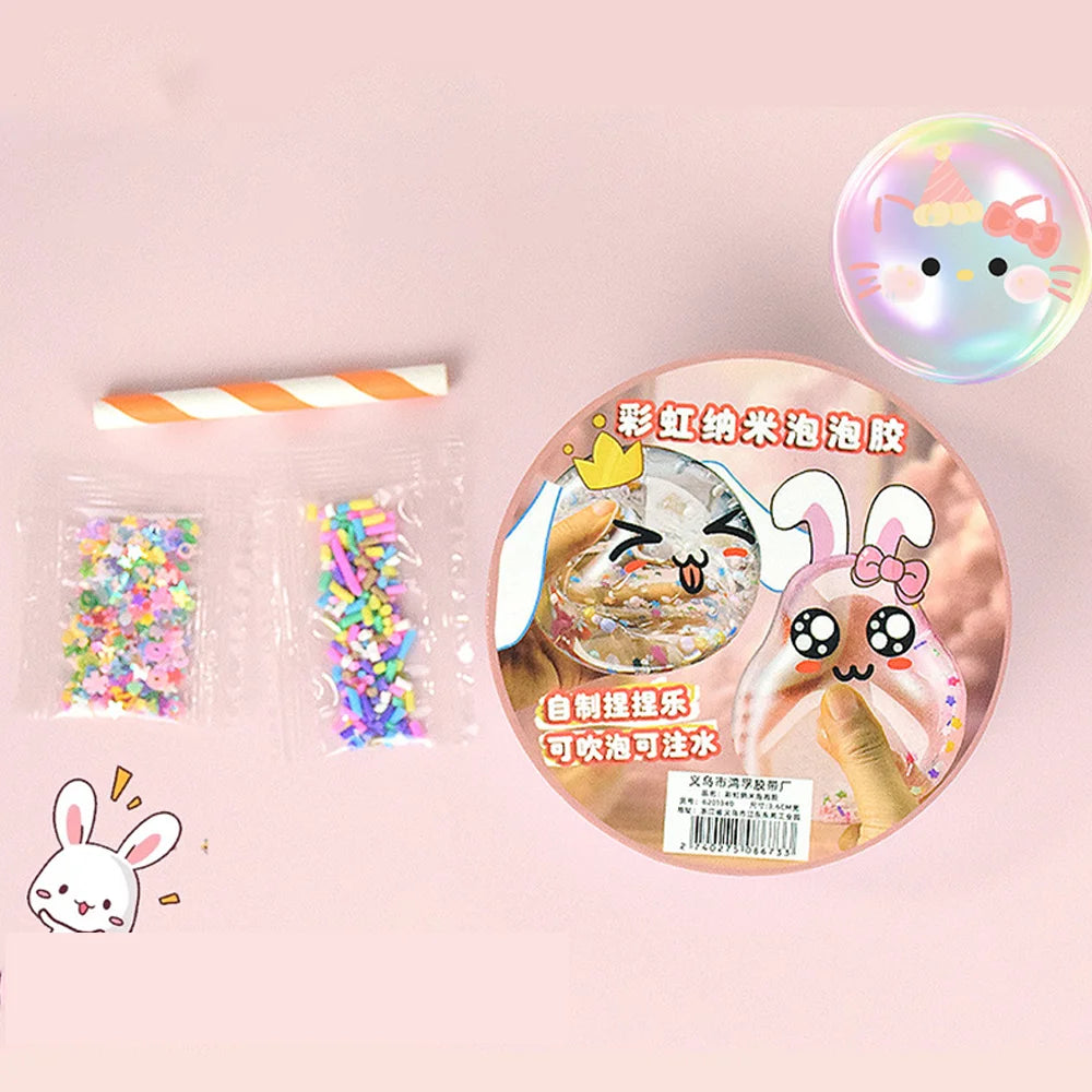 HONGFU Stocked Rainbow Nano Acrylic PE Tape Kit for Students' DIY Crafts Stress Relief Bubble Blowing Sticky Balls