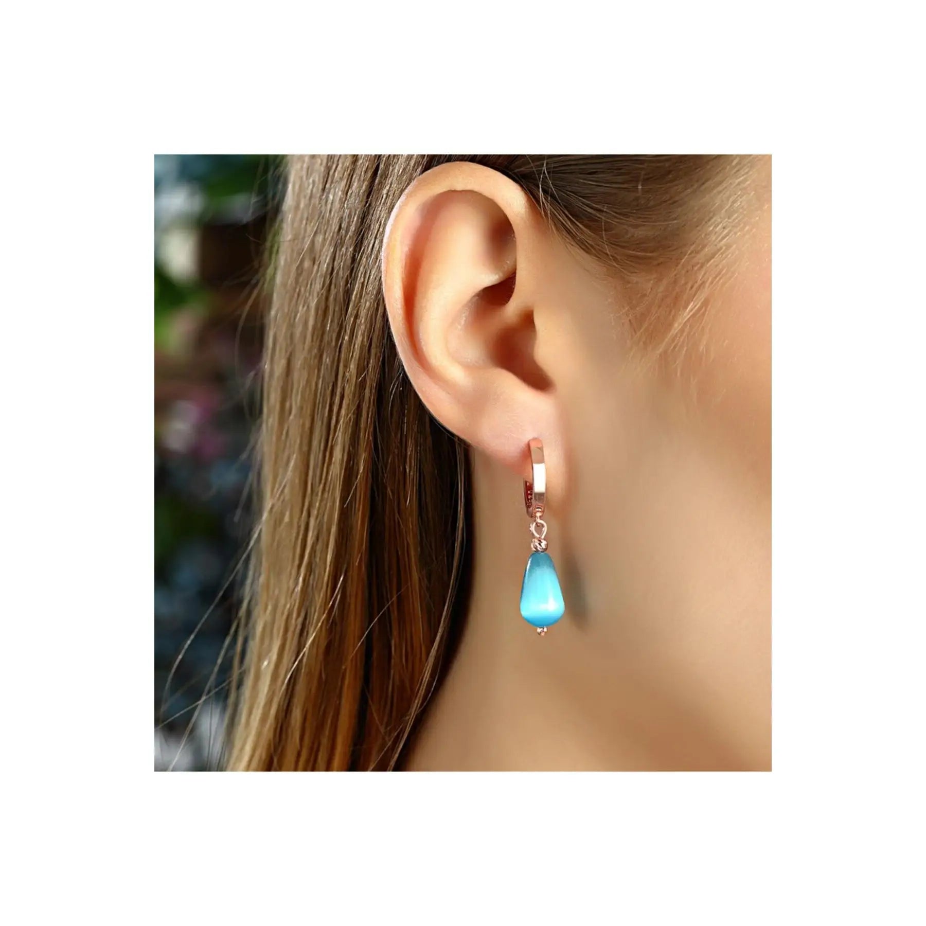 Azuris 925 Sterling Silver Cat Eye Drop Earrings-Turkey Origin