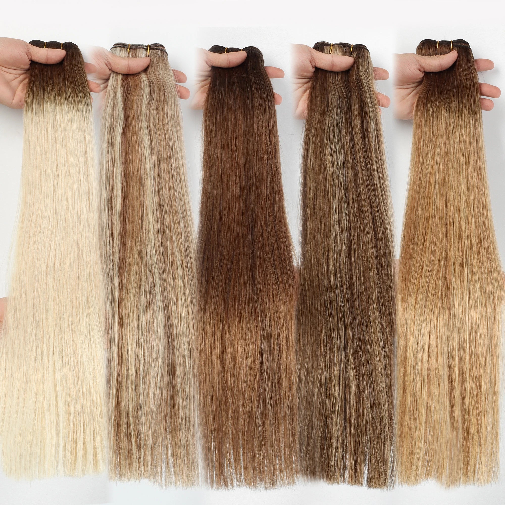 Super Double Drawn Remy Natural Indian Hair Weft High Quality Bone Straight Raw Hair Extensions Double Weft Hair Weaving