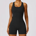 Women's Casual Summer Short Jumpsuits Sleeveless Spaghetti Strap Plain High Elasticity One Pieces Knitted Fit Type Skinny