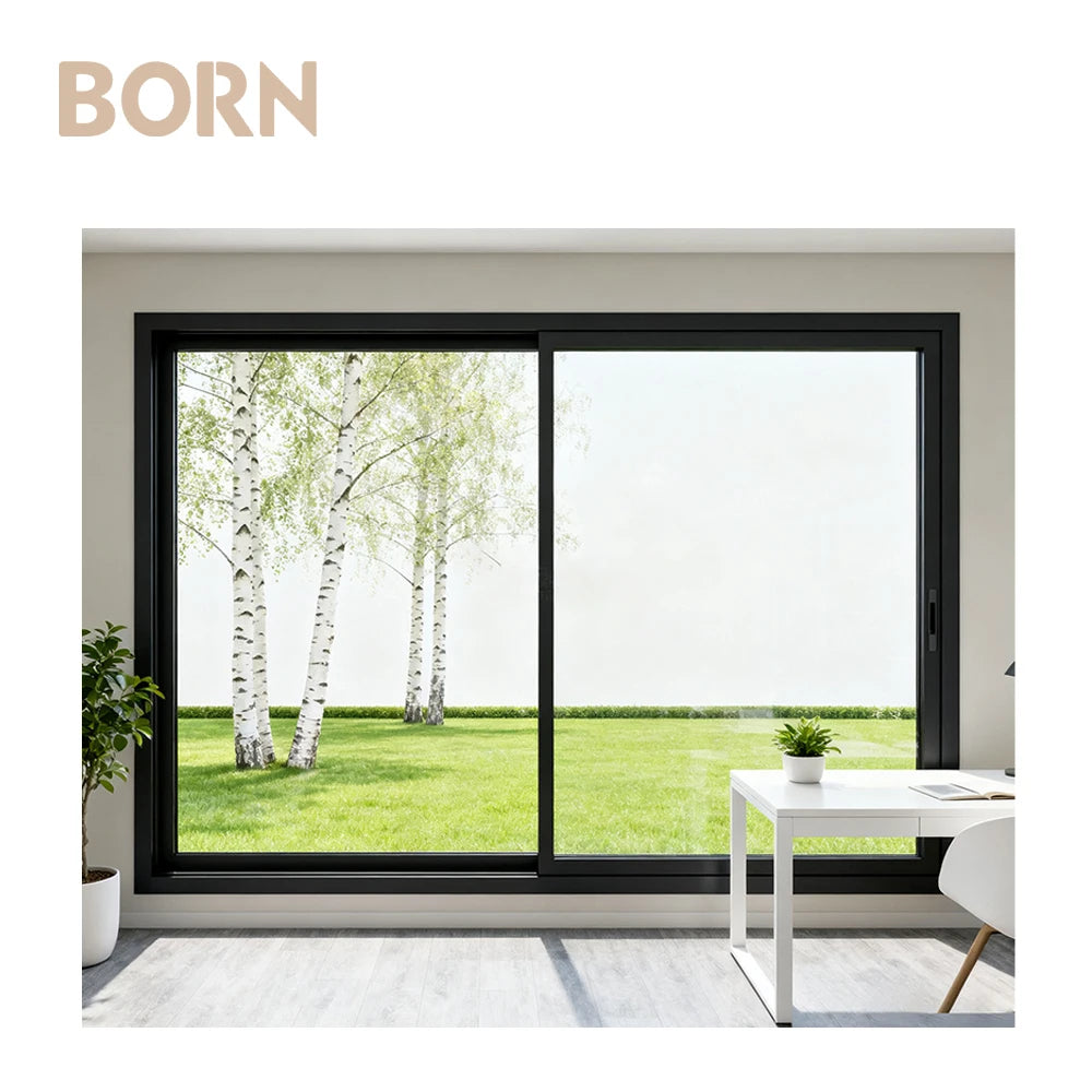 Factory Price Black Aluminum Double Glass Soundproof Thermal Insulation Sliding Windows