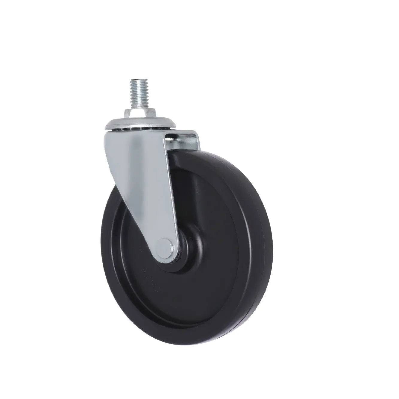 CCE 5 Inch M12 Steel Caster Wheel Black Polypropylene Wheel Threaded Stem for Bathroom Dining Living Room Warehouse Outdoor Use